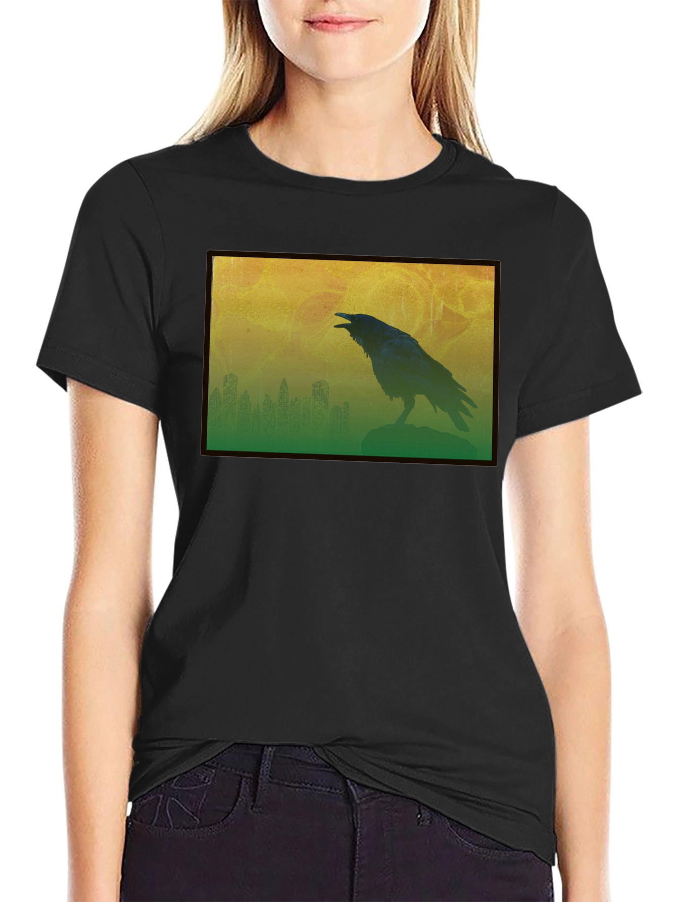 Raven Silhouette Graphic Tee - Mens Black T-Shirt