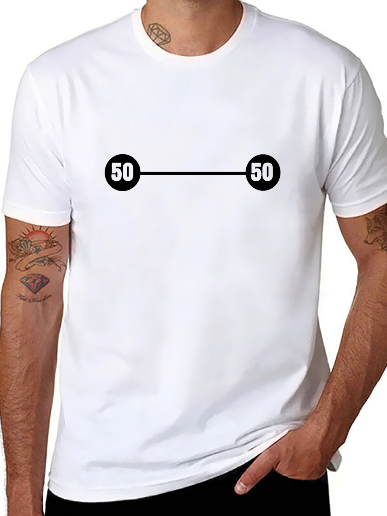 Black 50 Dumbbell Graphic T-Shirt