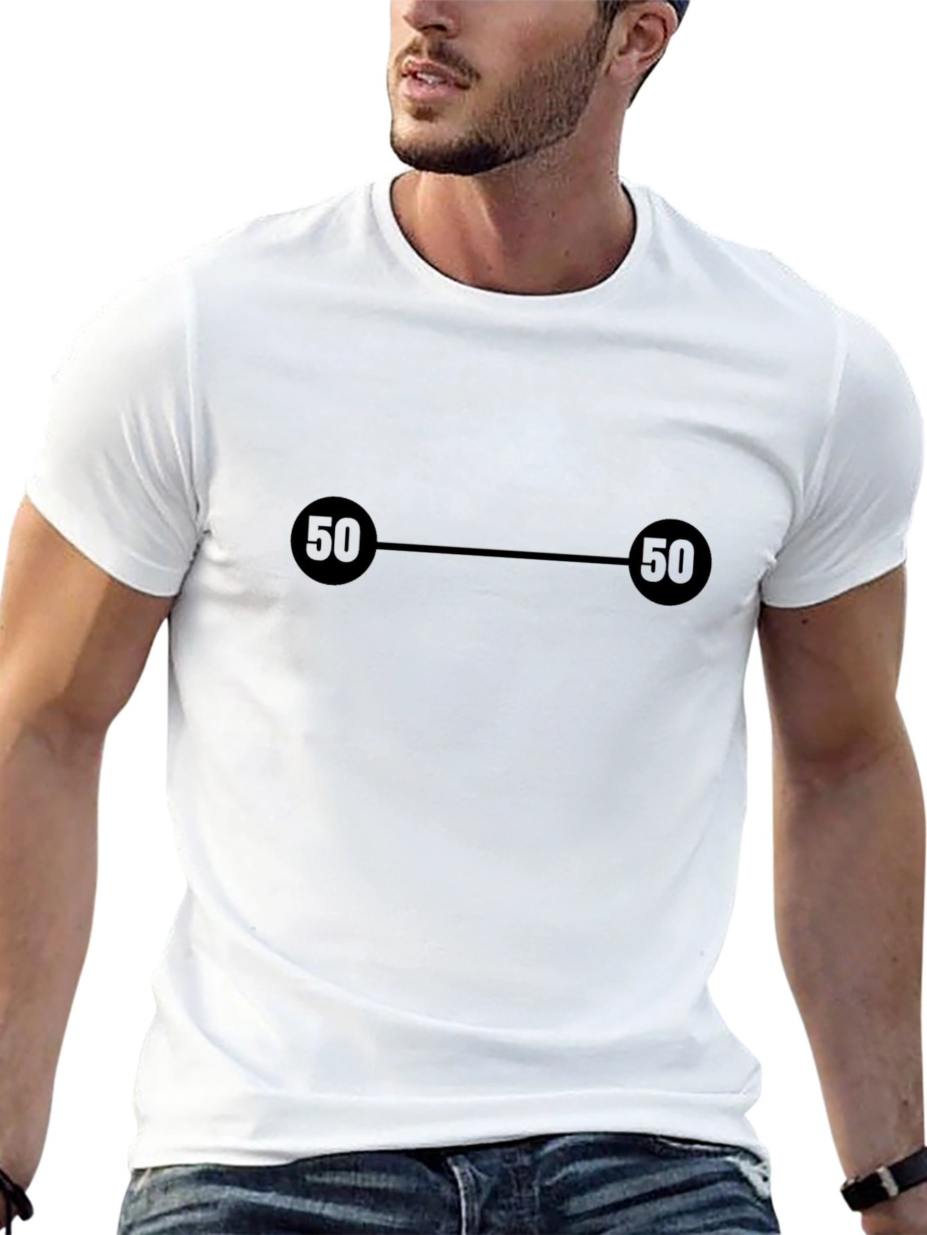 Black 50 Dumbbell Graphic T-Shirt