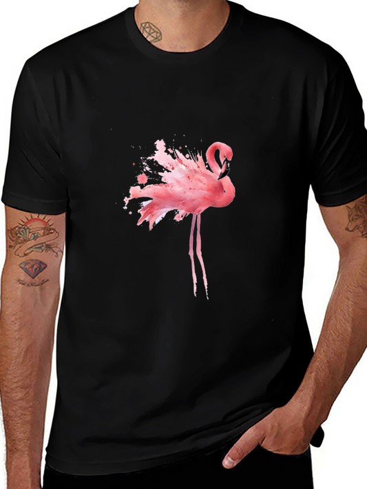 Flamingo Splash Graphic Tee - Black