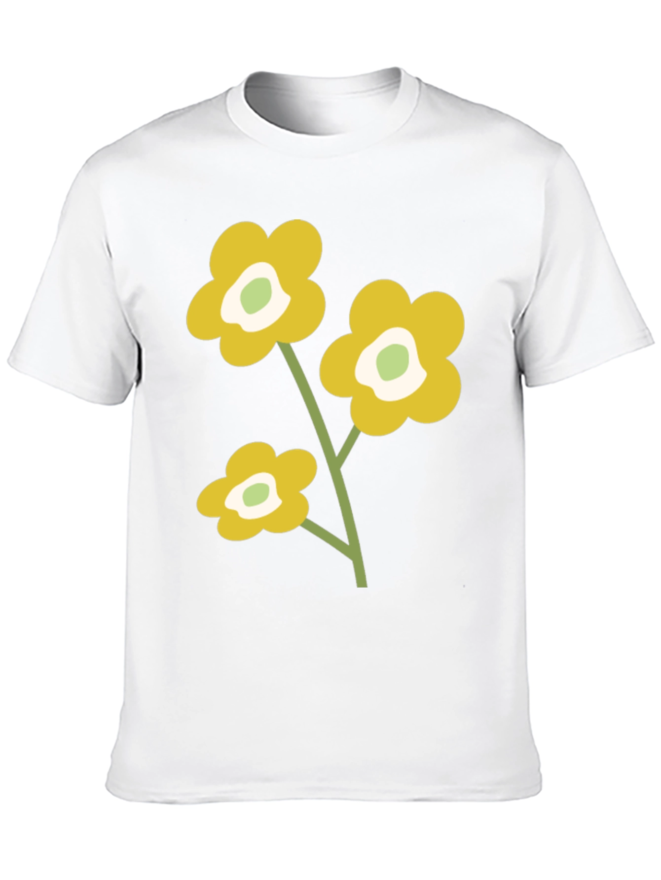 Black T-Shirt with Retro Floral Design