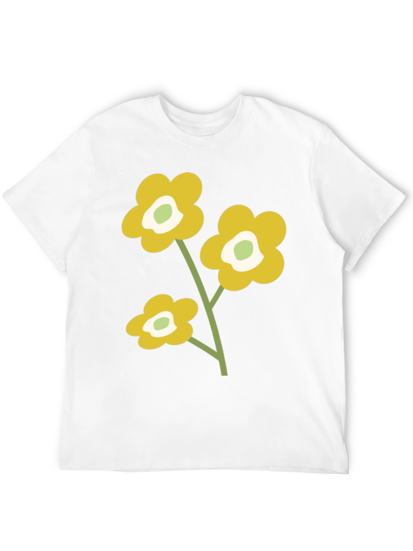 Black T-Shirt with Retro Floral Design