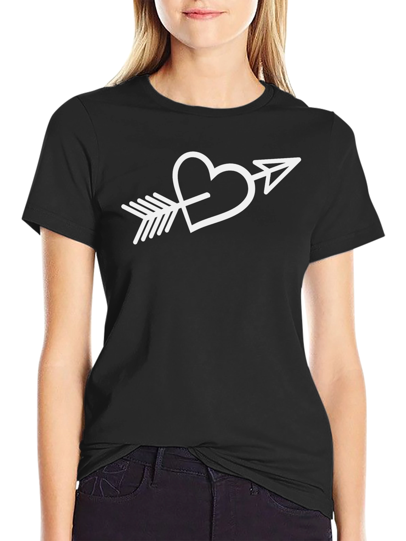 Heart Arrow Graphic Tee - Stylish Black T-Shirt