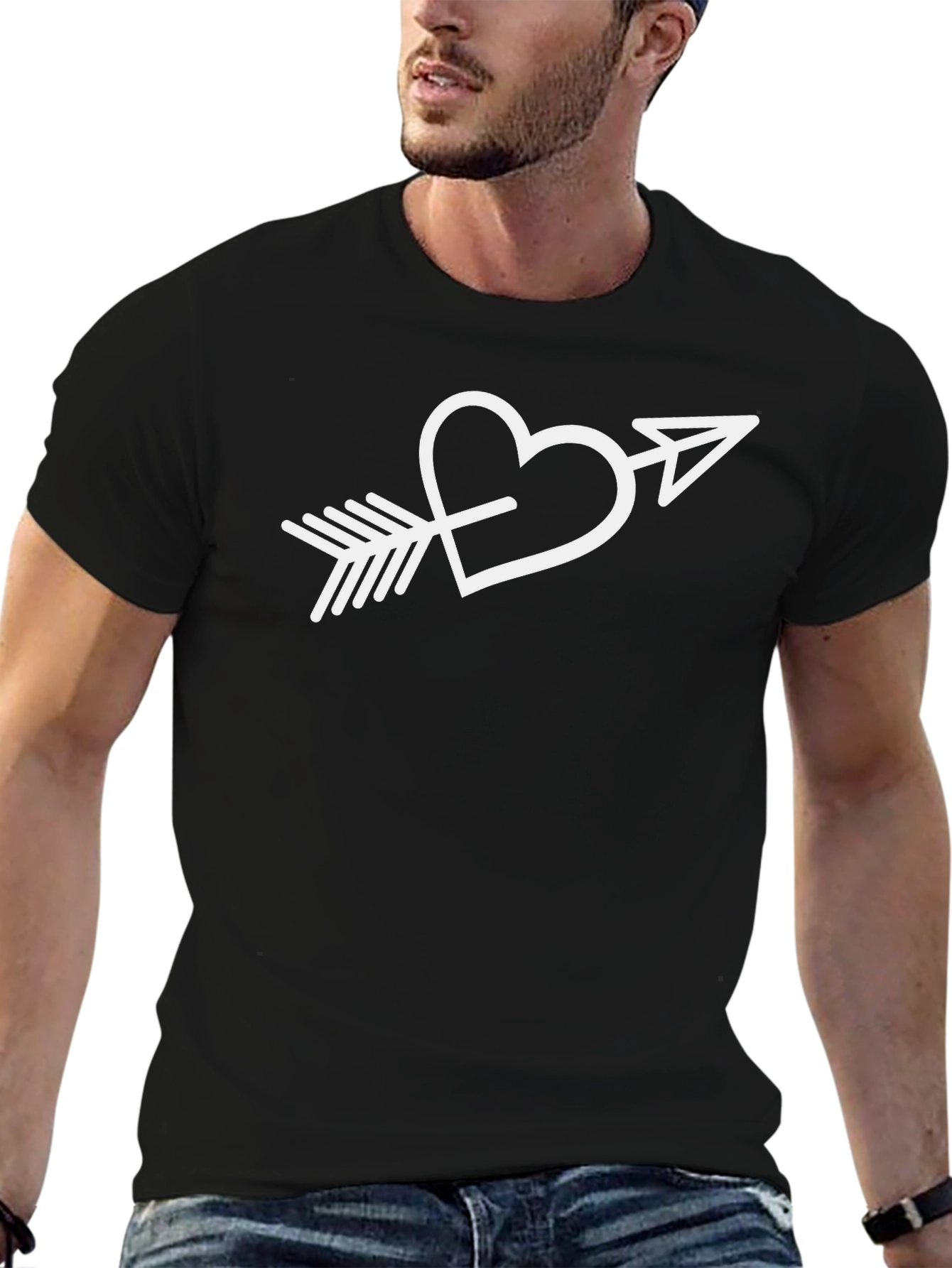 Heart Arrow Graphic Tee - Stylish Black T-Shirt