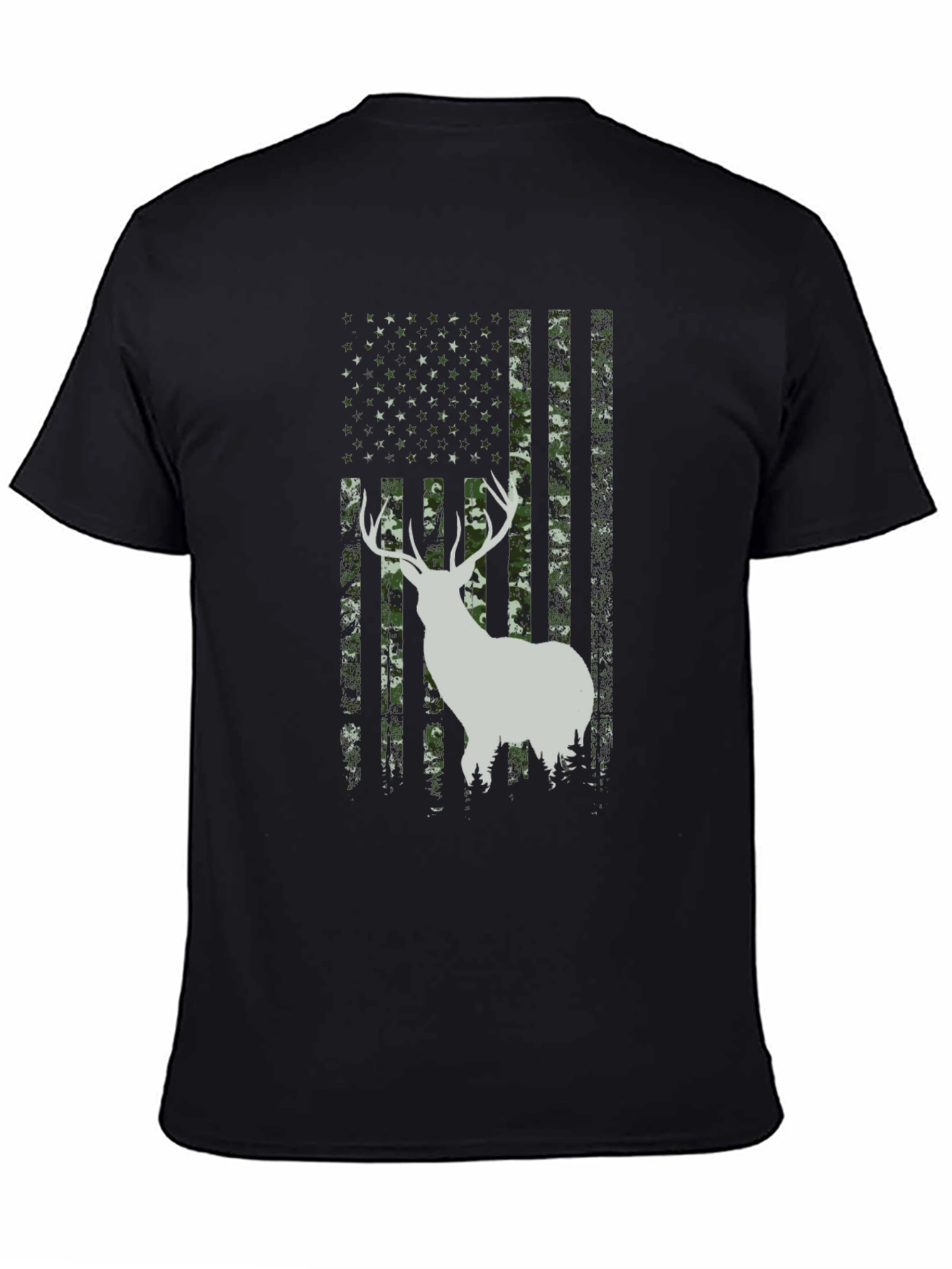 Deer Camo American Flag Mens T-Shirt
