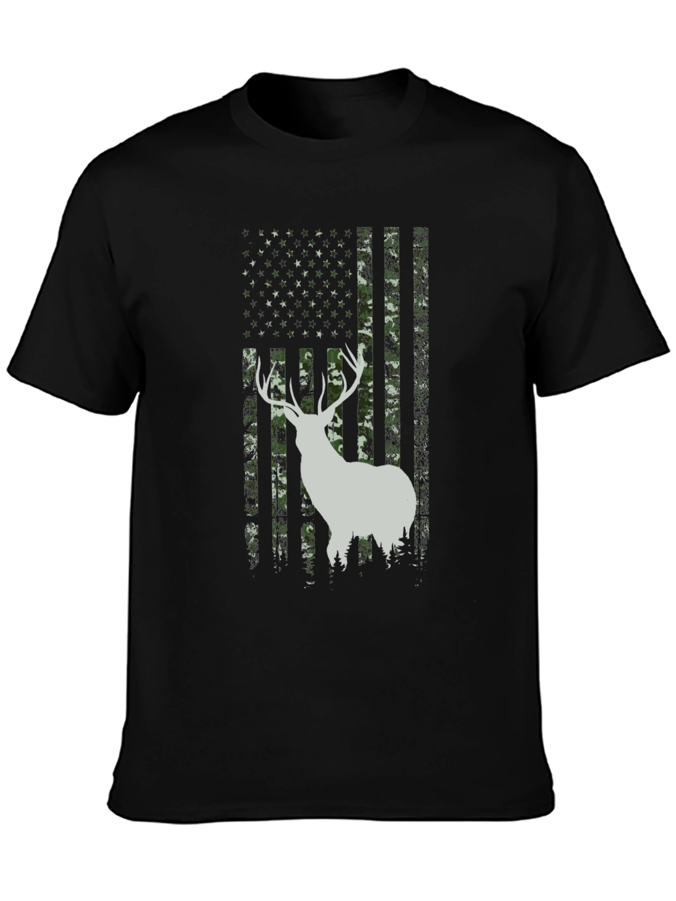 Deer Camo American Flag Mens T-Shirt
