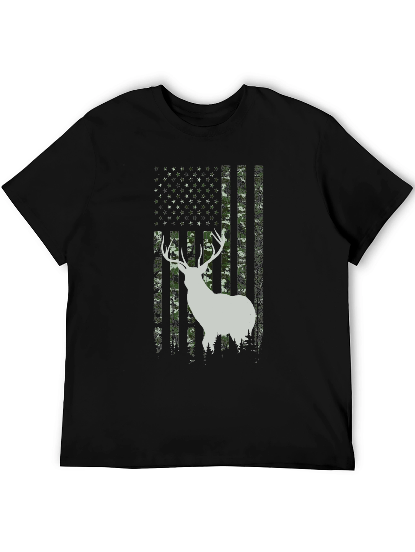 Deer Camo American Flag Mens T-Shirt
