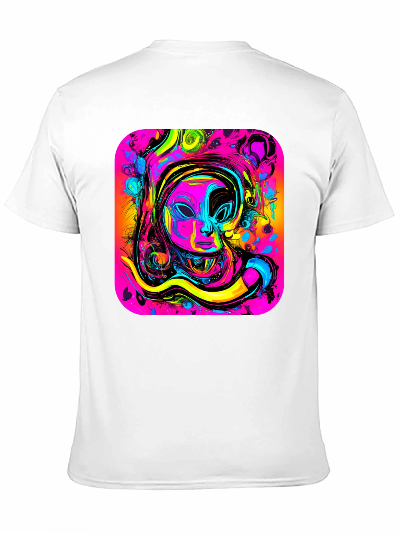 Neon Art T-Shirt - Abstract Face Design
