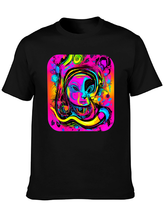 Neon Art T-Shirt - Abstract Face Design