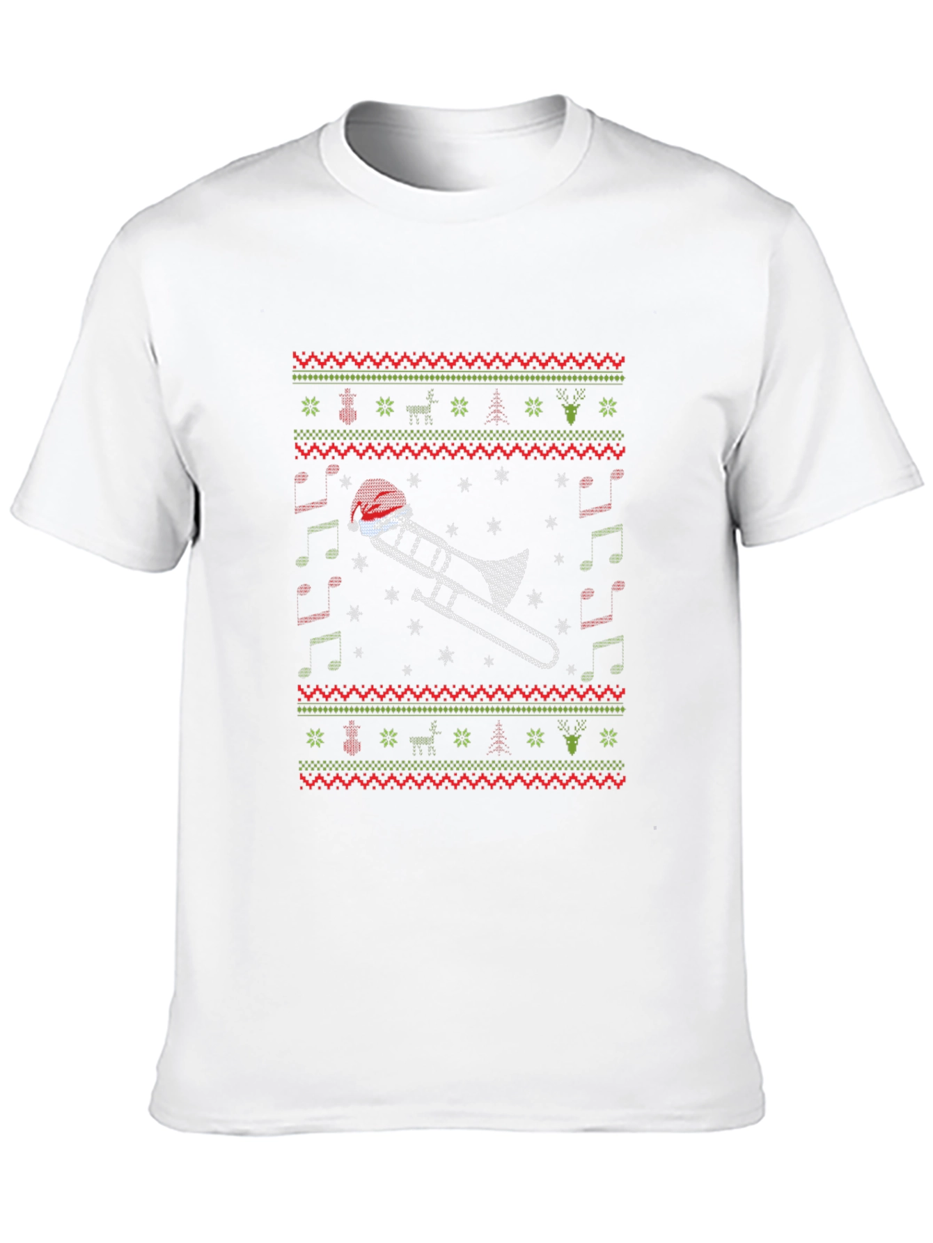 Christmas Trombone Santa Hat Ugly Sweater T-Shirt