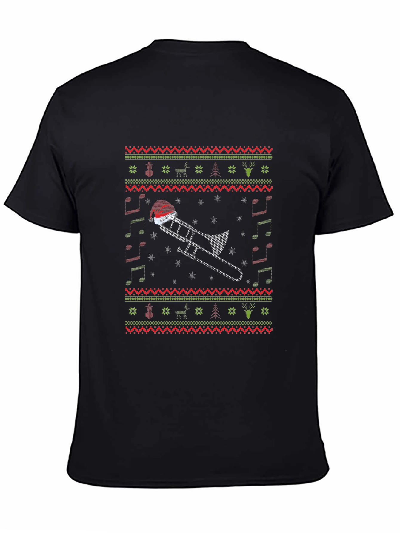 Christmas Trombone Santa Hat Ugly Sweater T-Shirt
