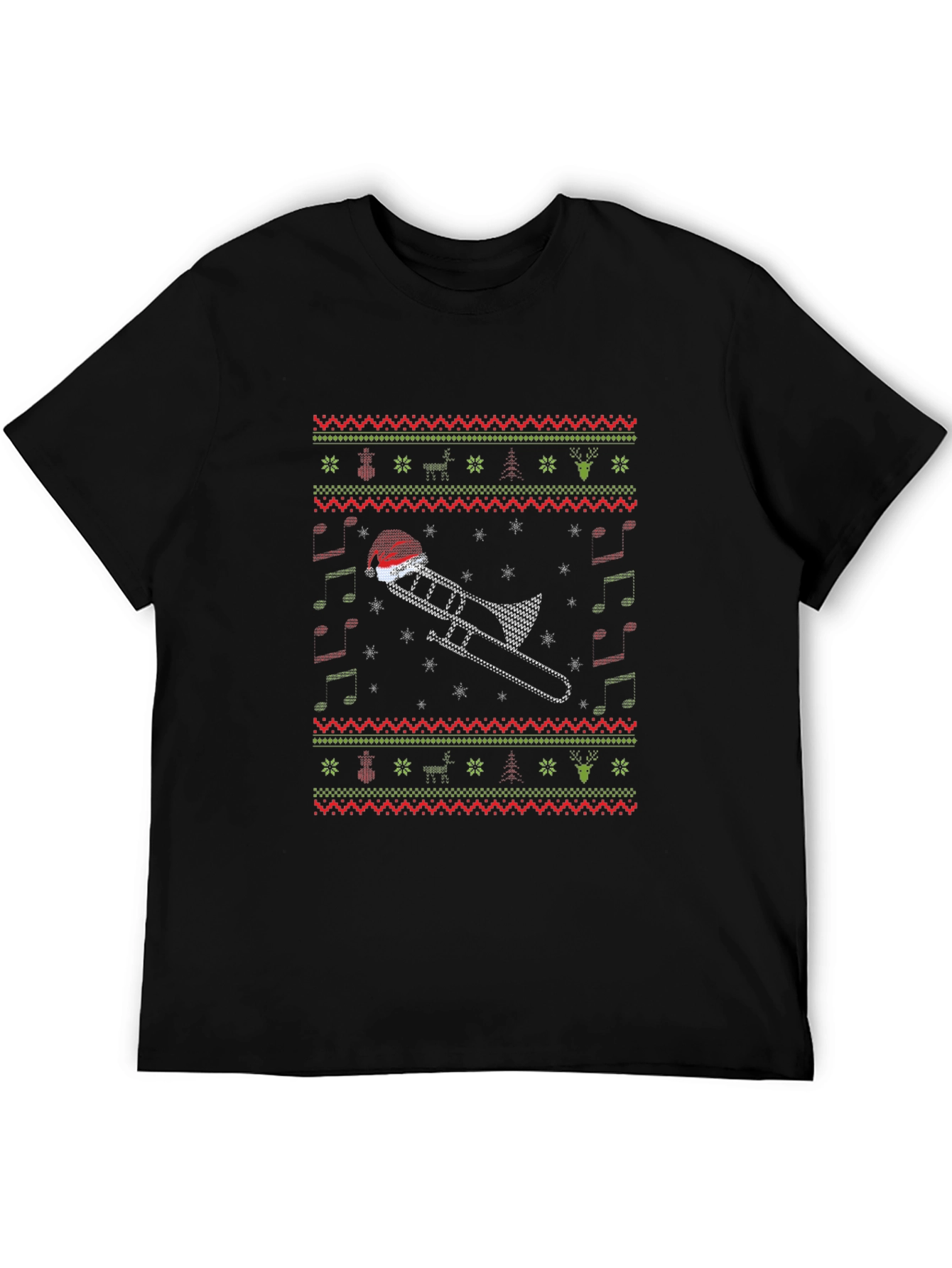 Christmas Trombone Santa Hat Ugly Sweater T-Shirt