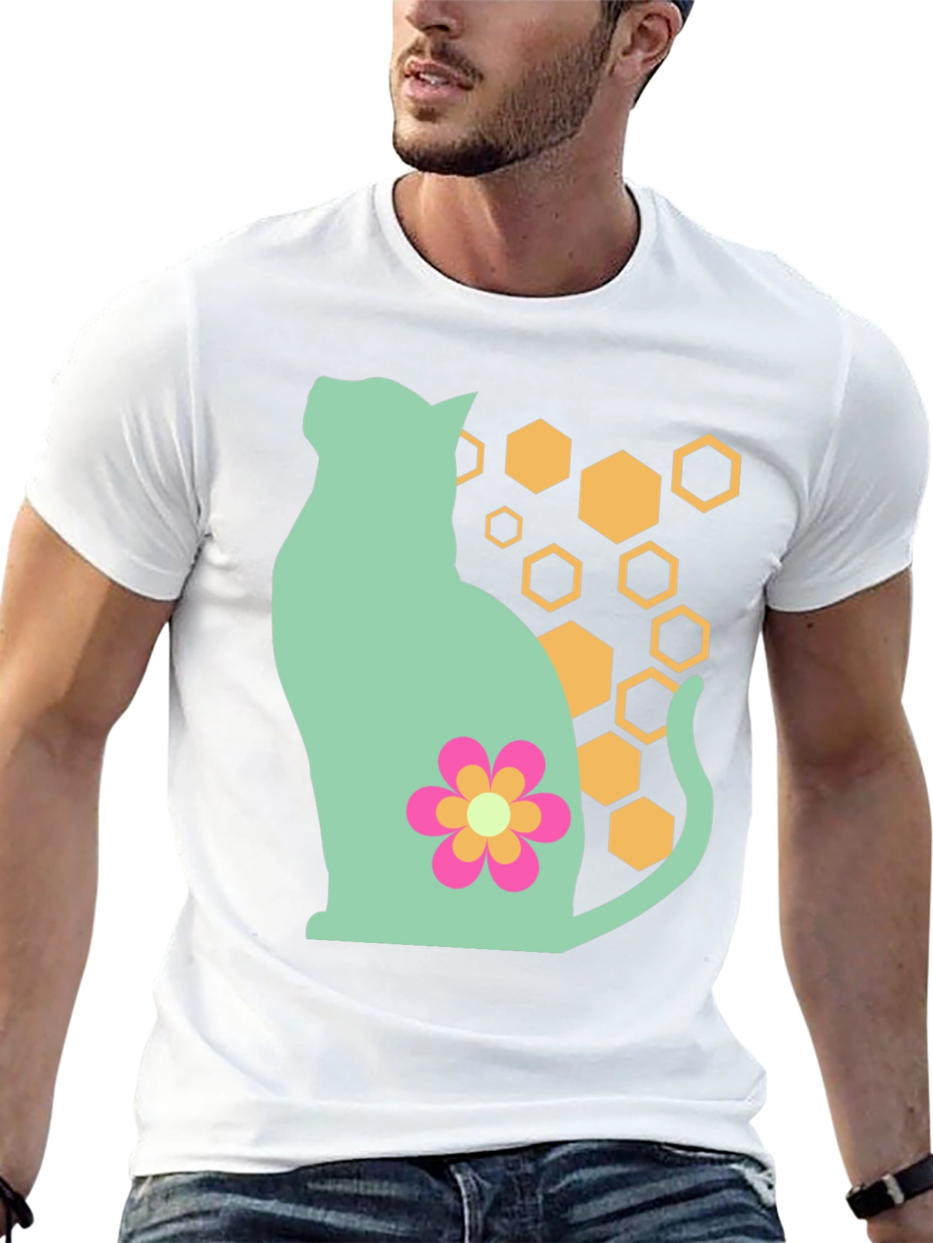 Cat & Flower Graphic Tee