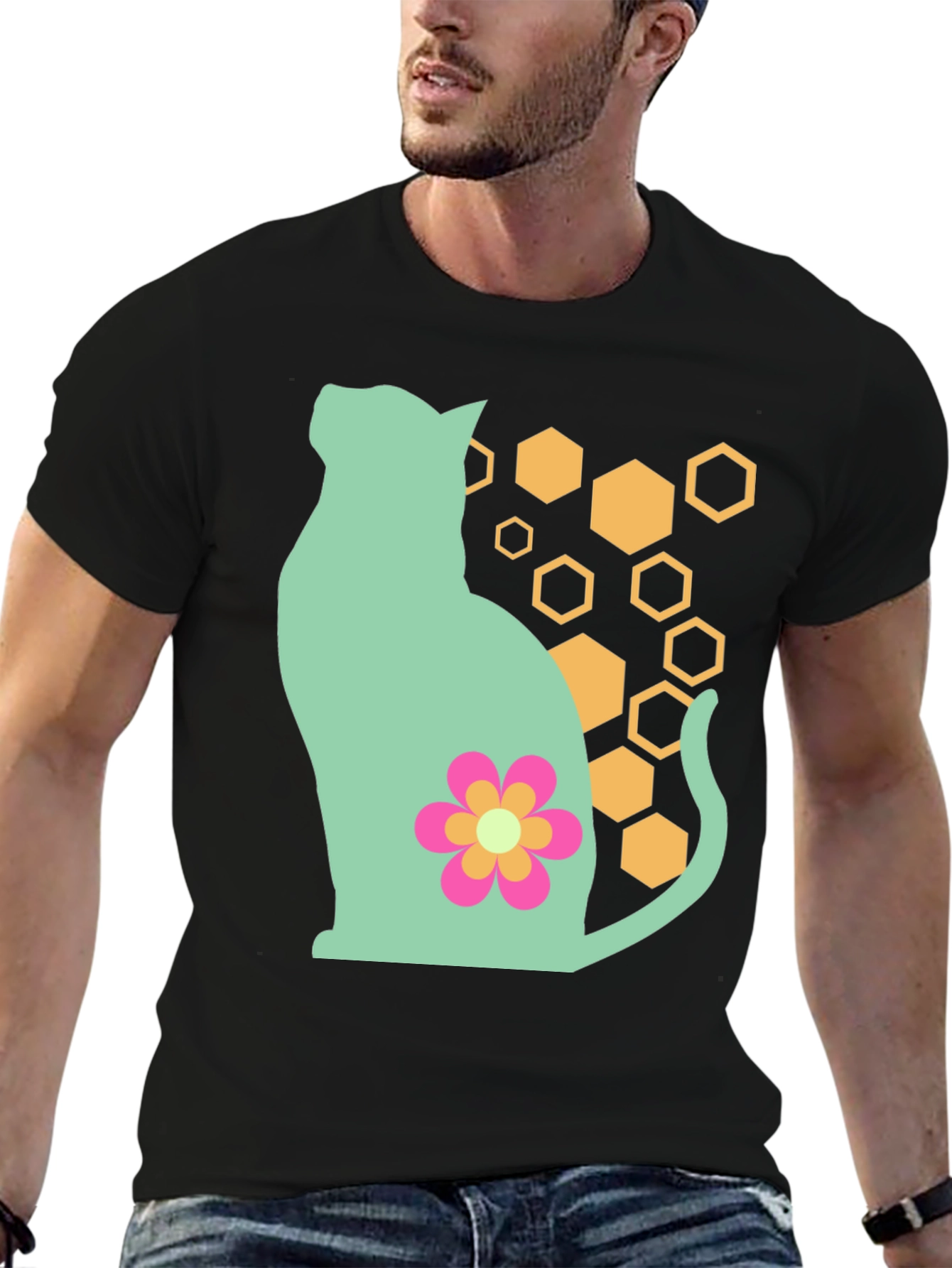 Cat & Flower Graphic Tee
