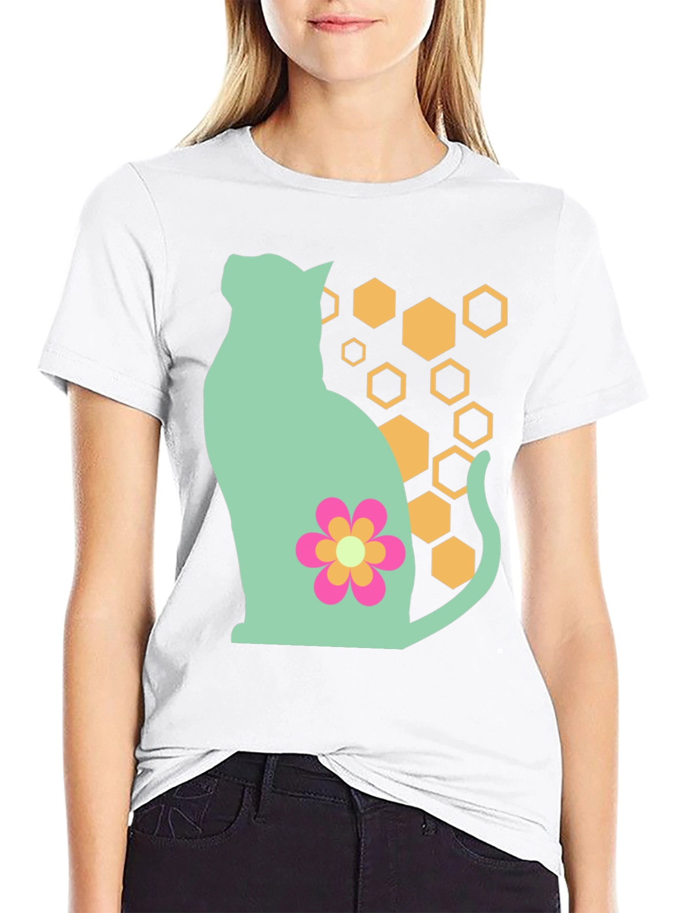 Cat & Flower Graphic Tee
