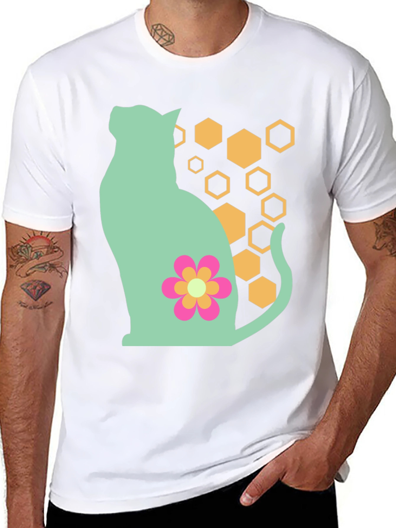 Cat & Flower Graphic Tee