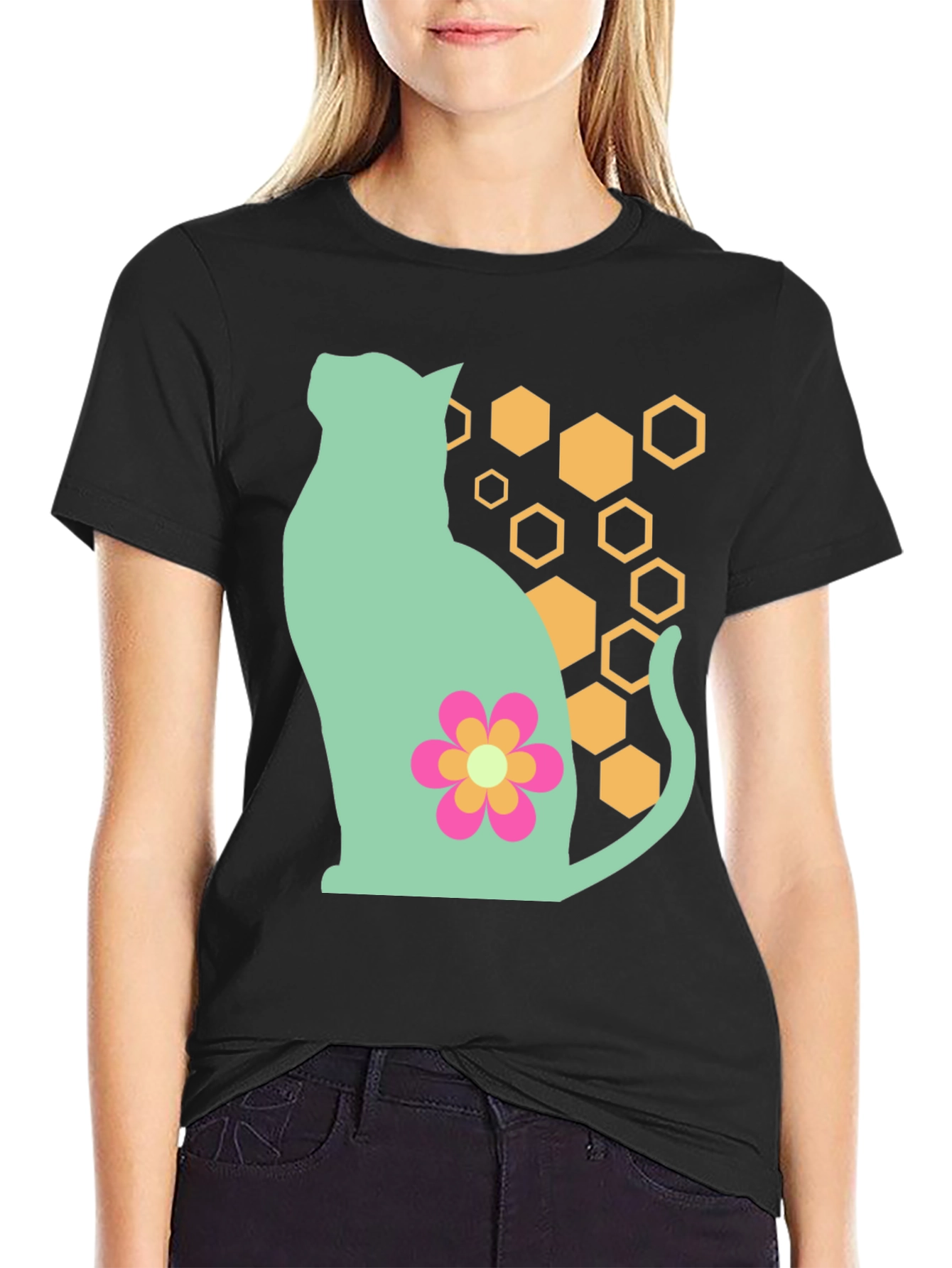 Cat & Flower Graphic Tee