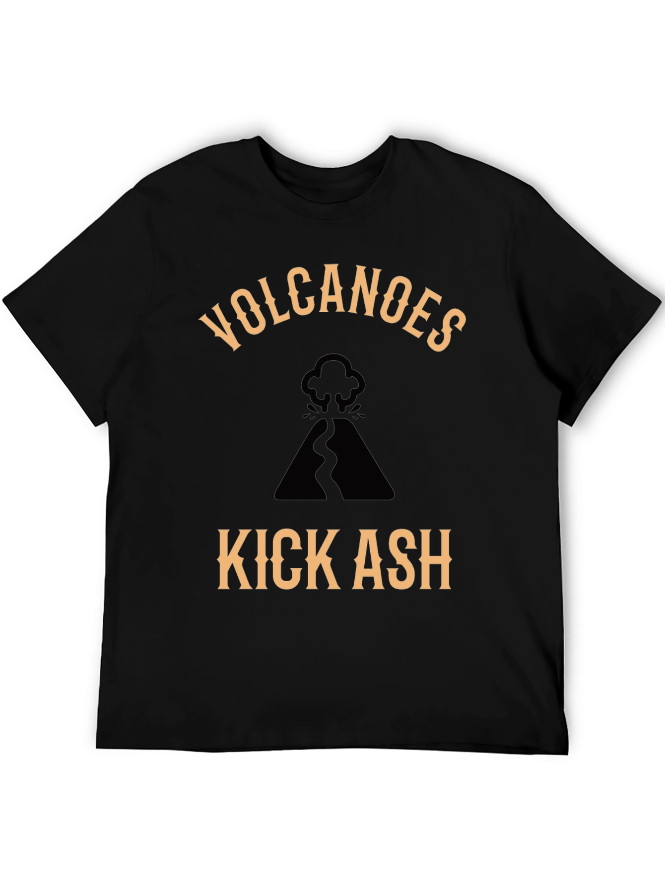 Volcanoes Kick Ash Graphic Tee - Cool Black T-Shirt
