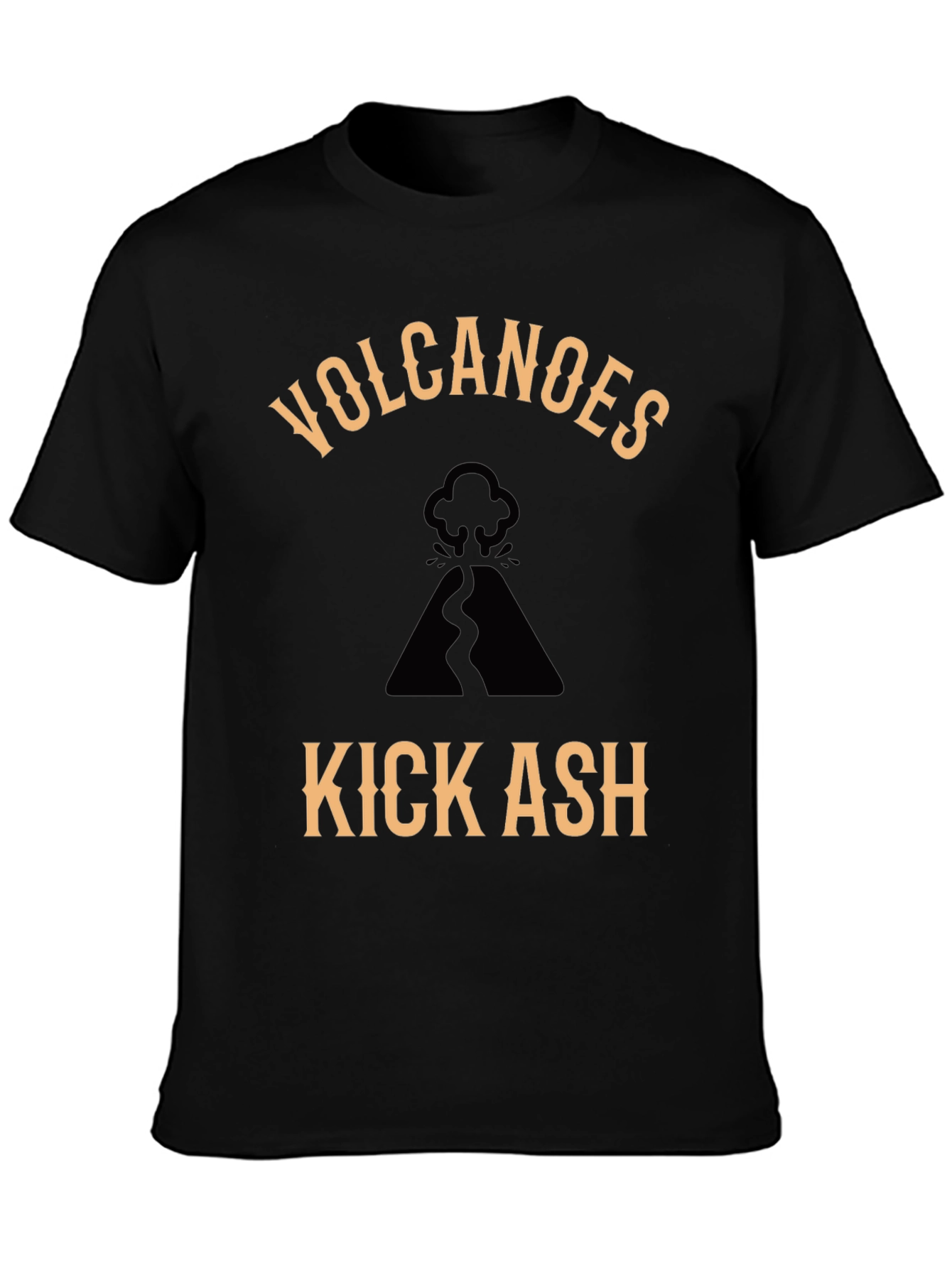 Volcanoes Kick Ash Graphic Tee - Cool Black T-Shirt