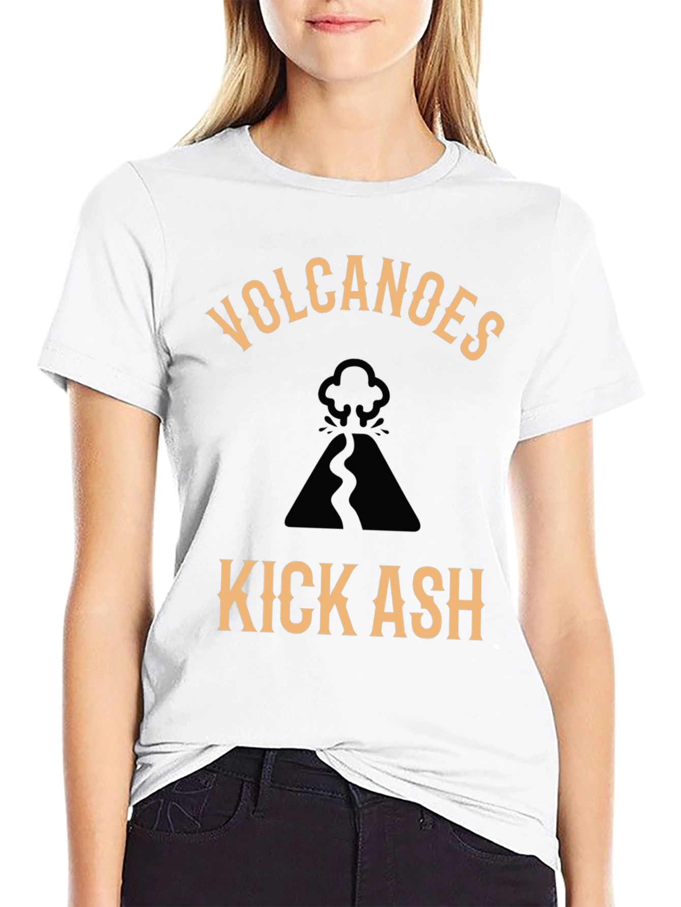 Volcanoes Kick Ash Graphic Tee - Cool Black T-Shirt