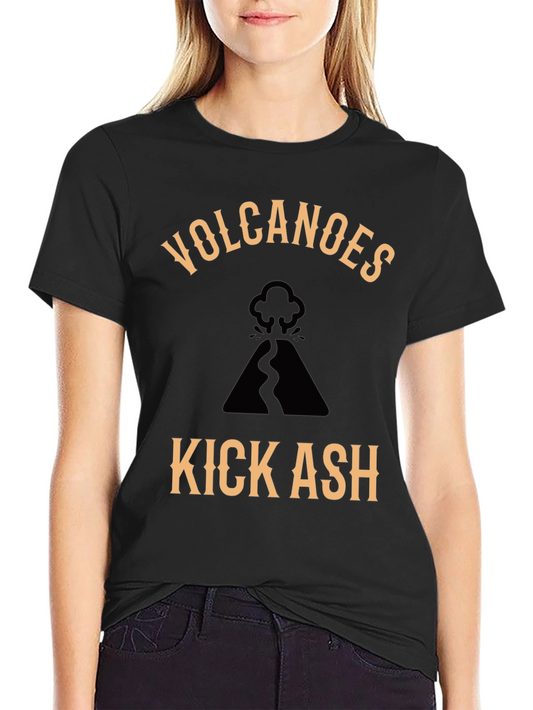 Volcanoes Kick Ash Graphic Tee - Cool Black T-Shirt