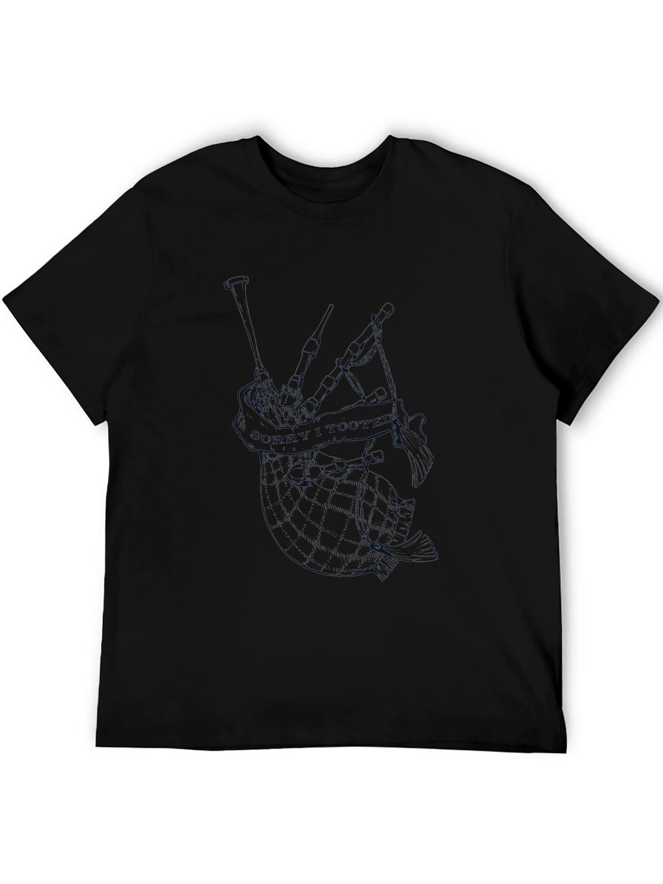 Mens Black Graphic T-Shirt - Bagpipe Design