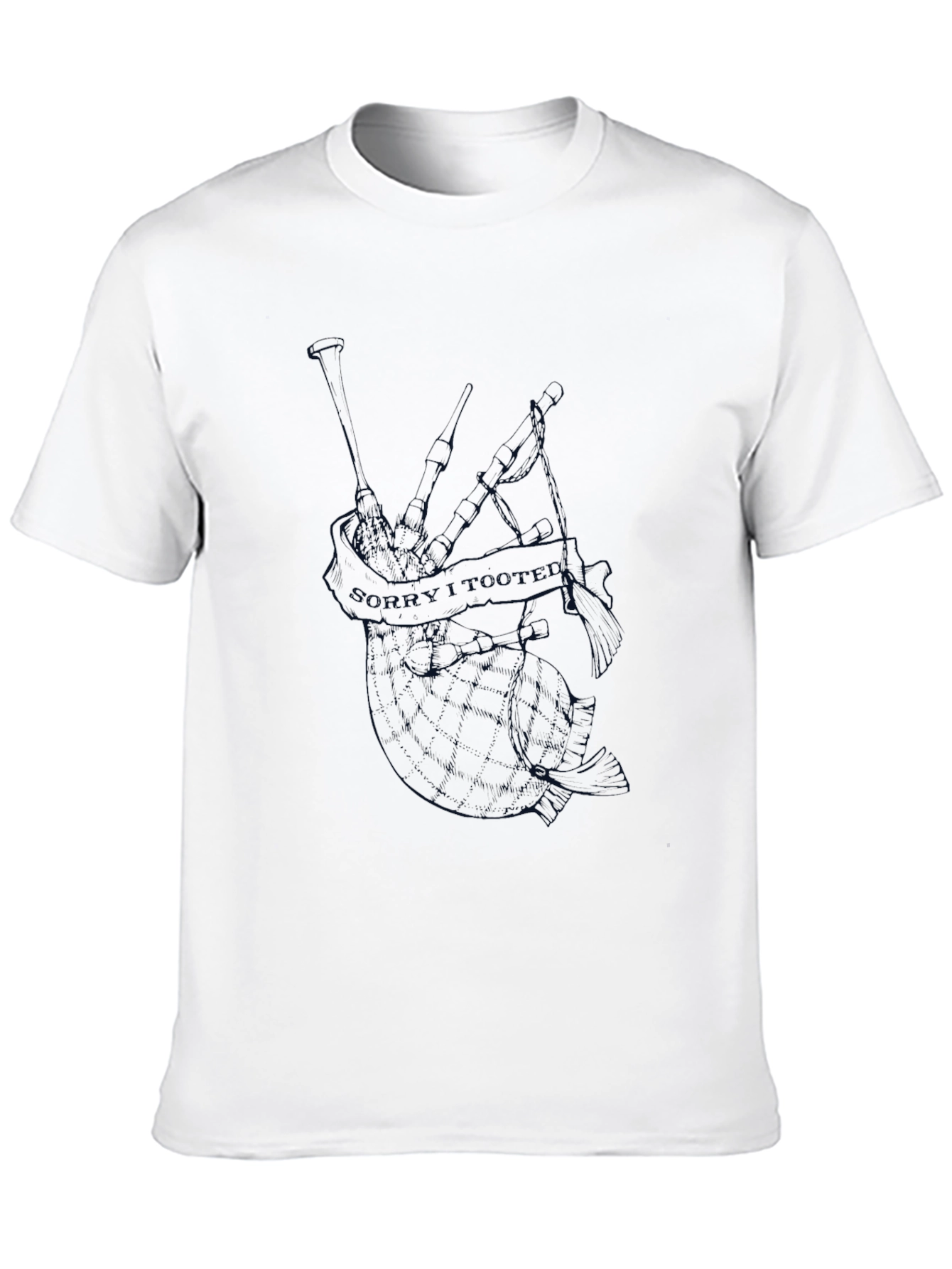 Mens Black Graphic T-Shirt - Bagpipe Design