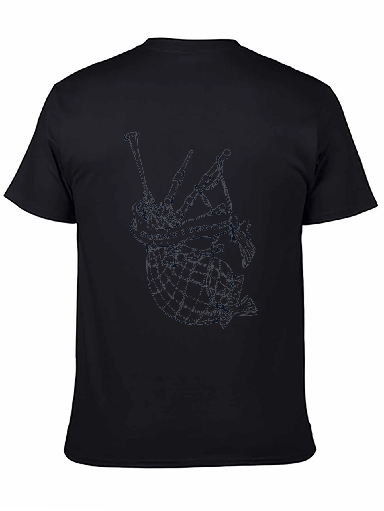 Mens Black Graphic T-Shirt - Bagpipe Design