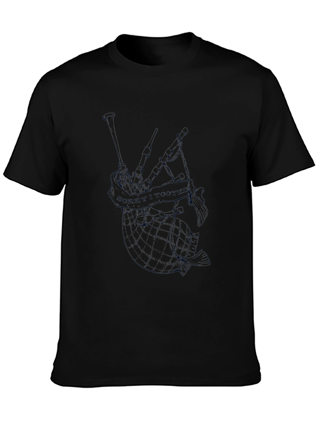 Mens Black Graphic T-Shirt - Bagpipe Design