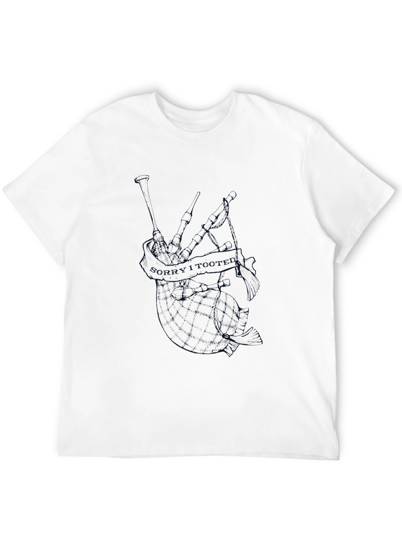 Mens Black Graphic T-Shirt - Bagpipe Design