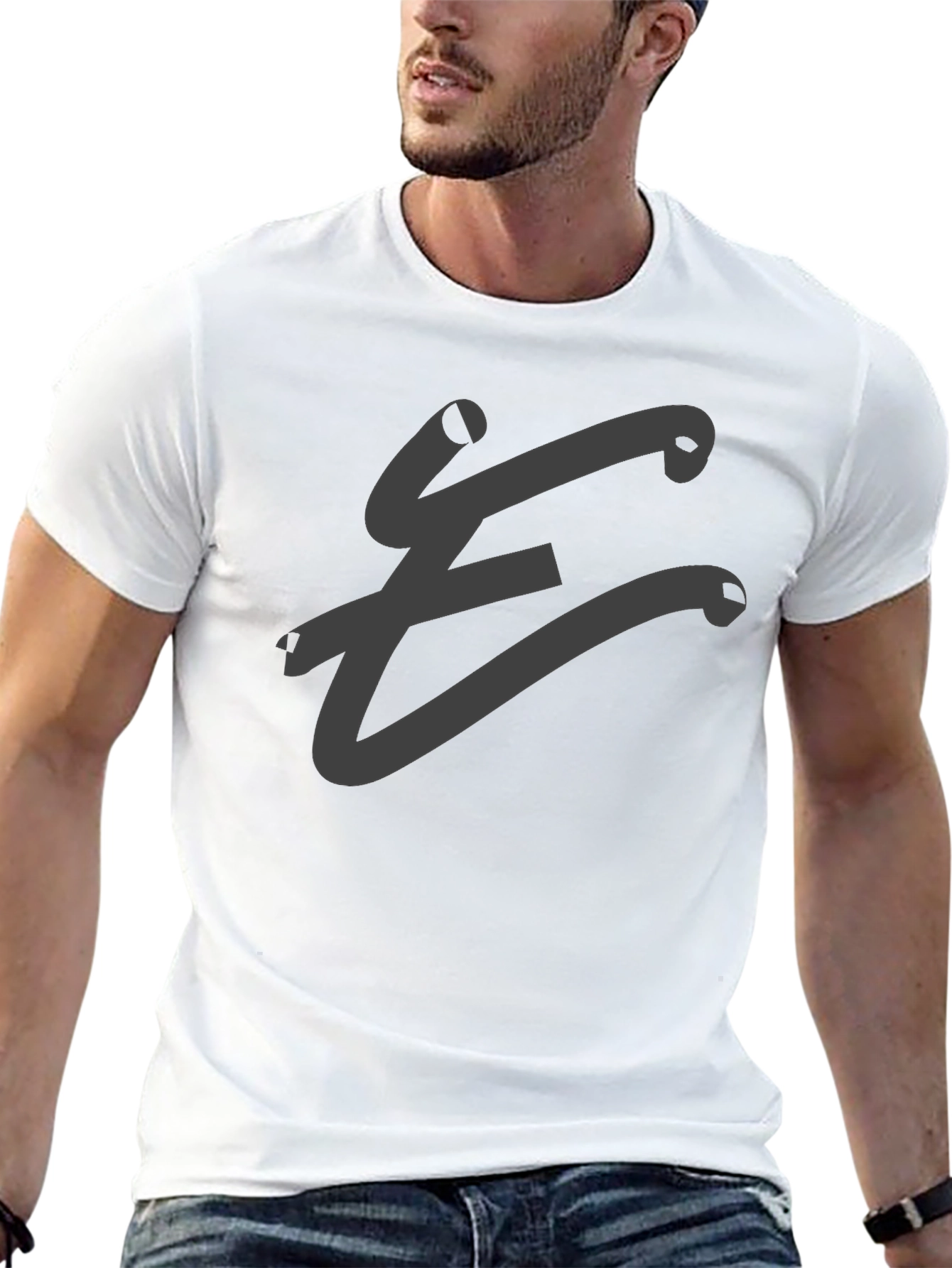 Mens Black T-Shirt with Abstract E Design