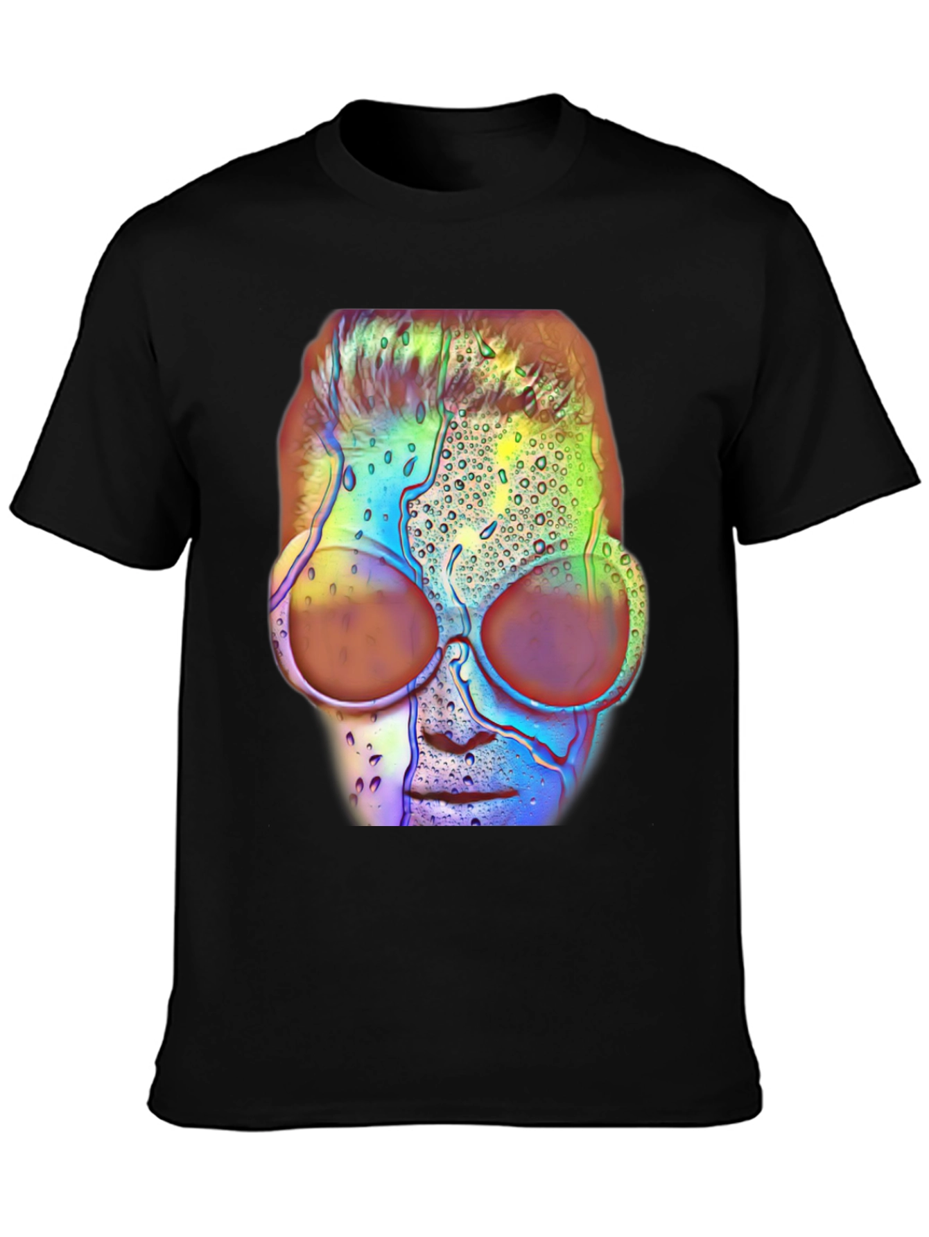 Abstract Face Graphic Tee - Black