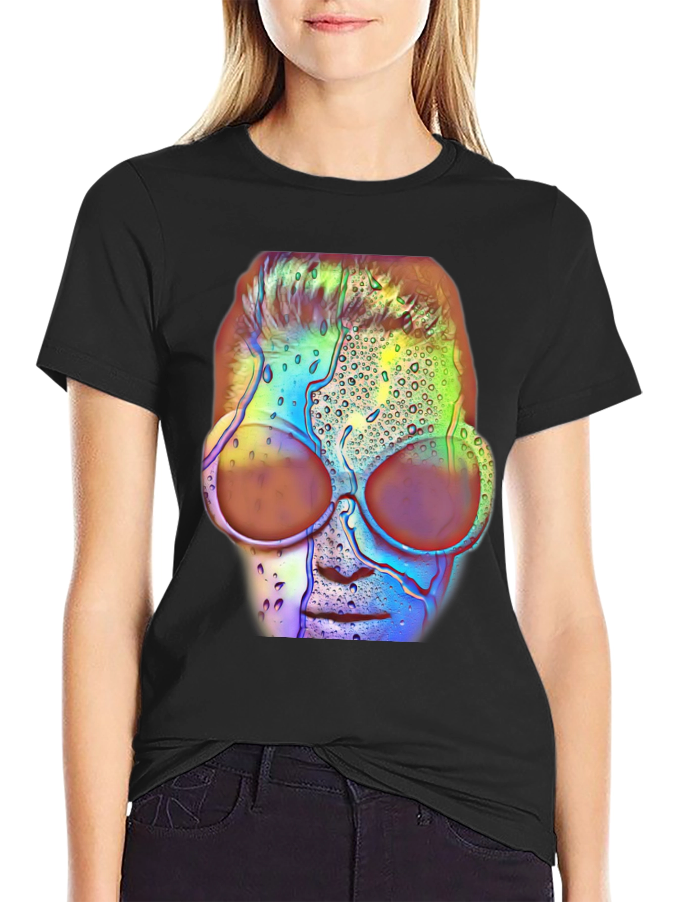 Abstract Face Graphic Tee - Black