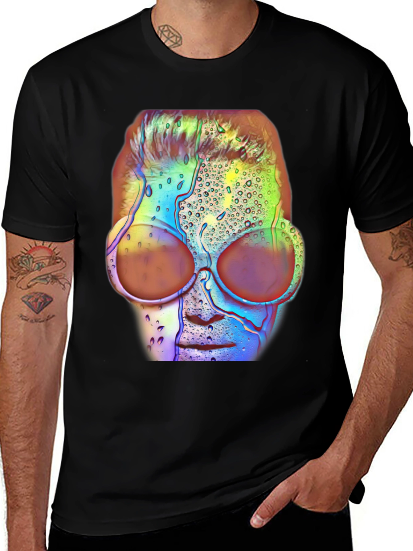 Abstract Face Graphic Tee - Black