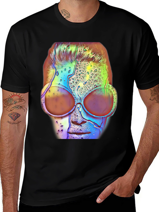 Abstract Face Graphic Tee - Black