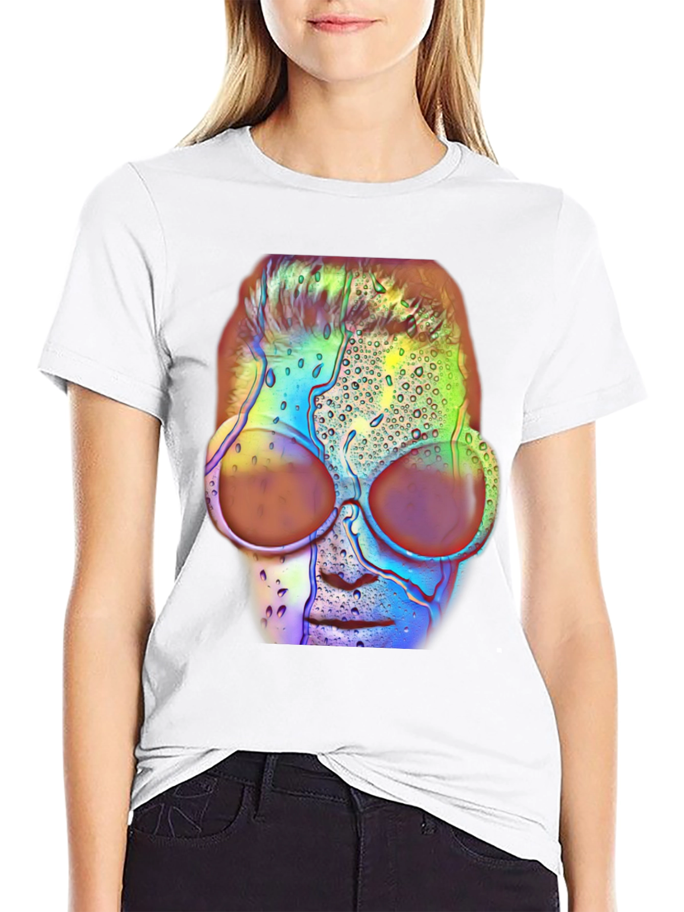 Abstract Face Graphic Tee - Black