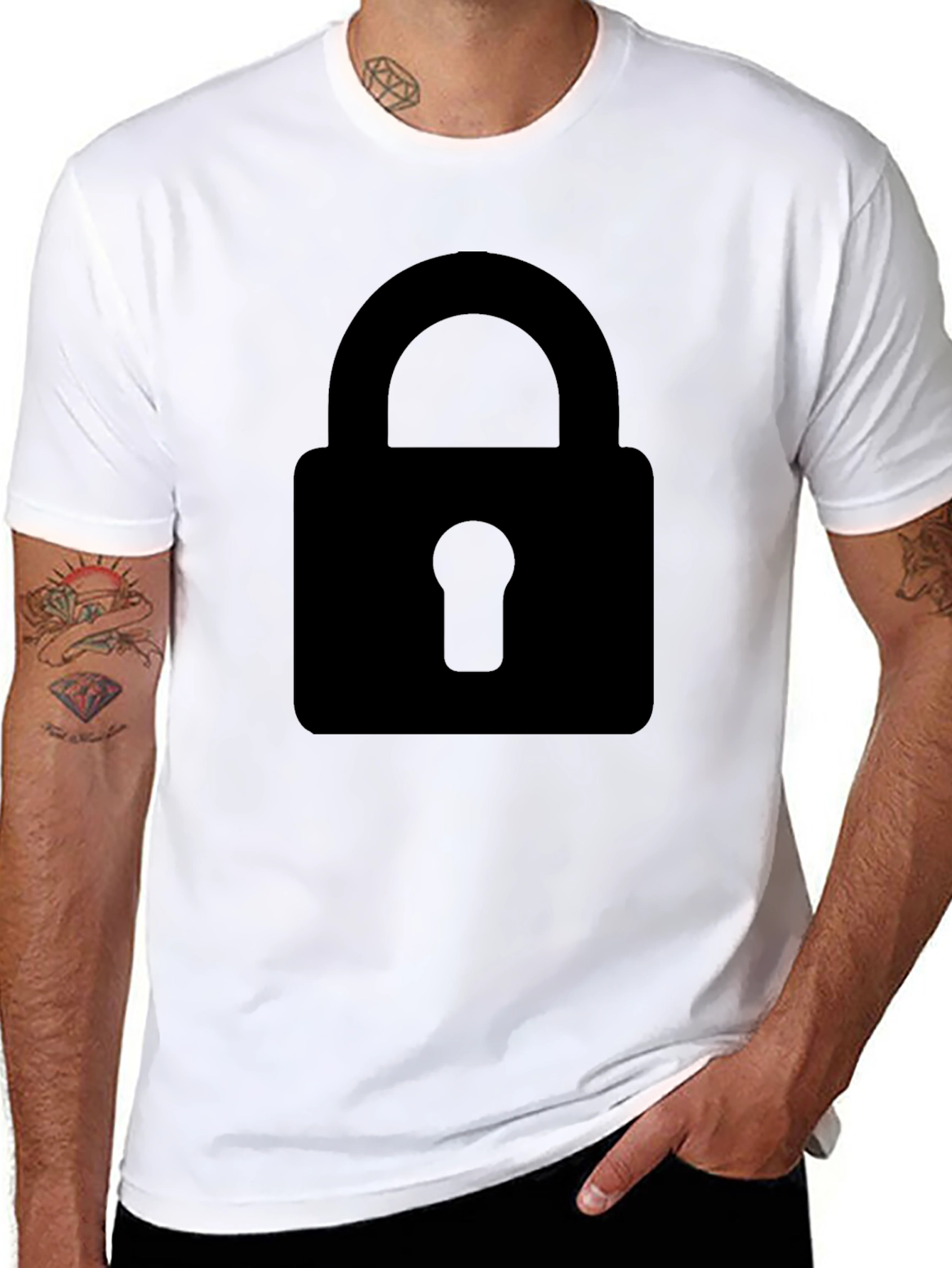 Black T-Shirt with Lock Graphic