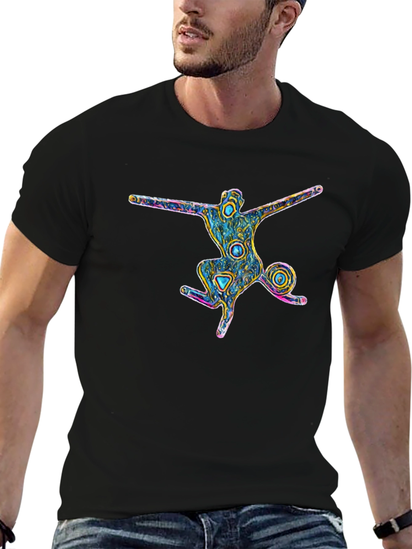 Abstract Art Mans Black T-Shirt
