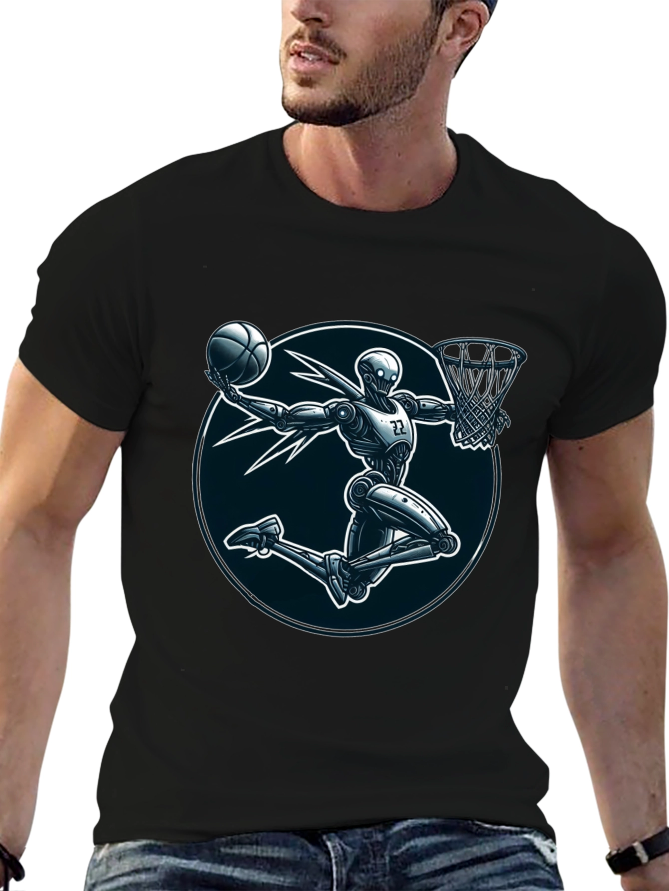 Robot Basketball Player Graphic Tee