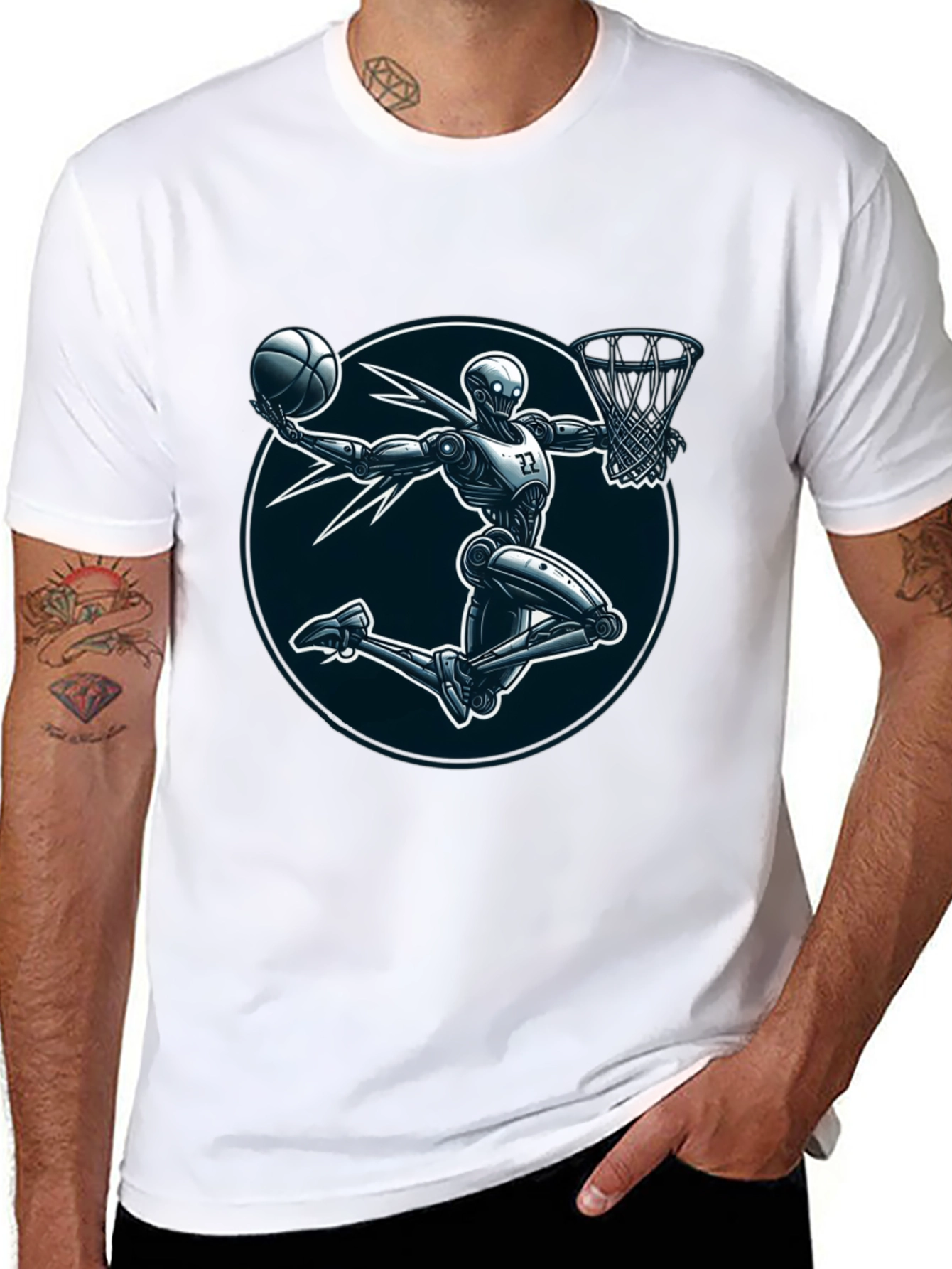 Robot Basketball Player Graphic Tee