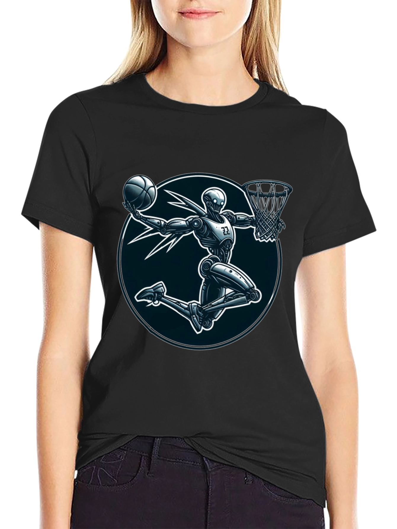 Robot Basketball Player Graphic Tee