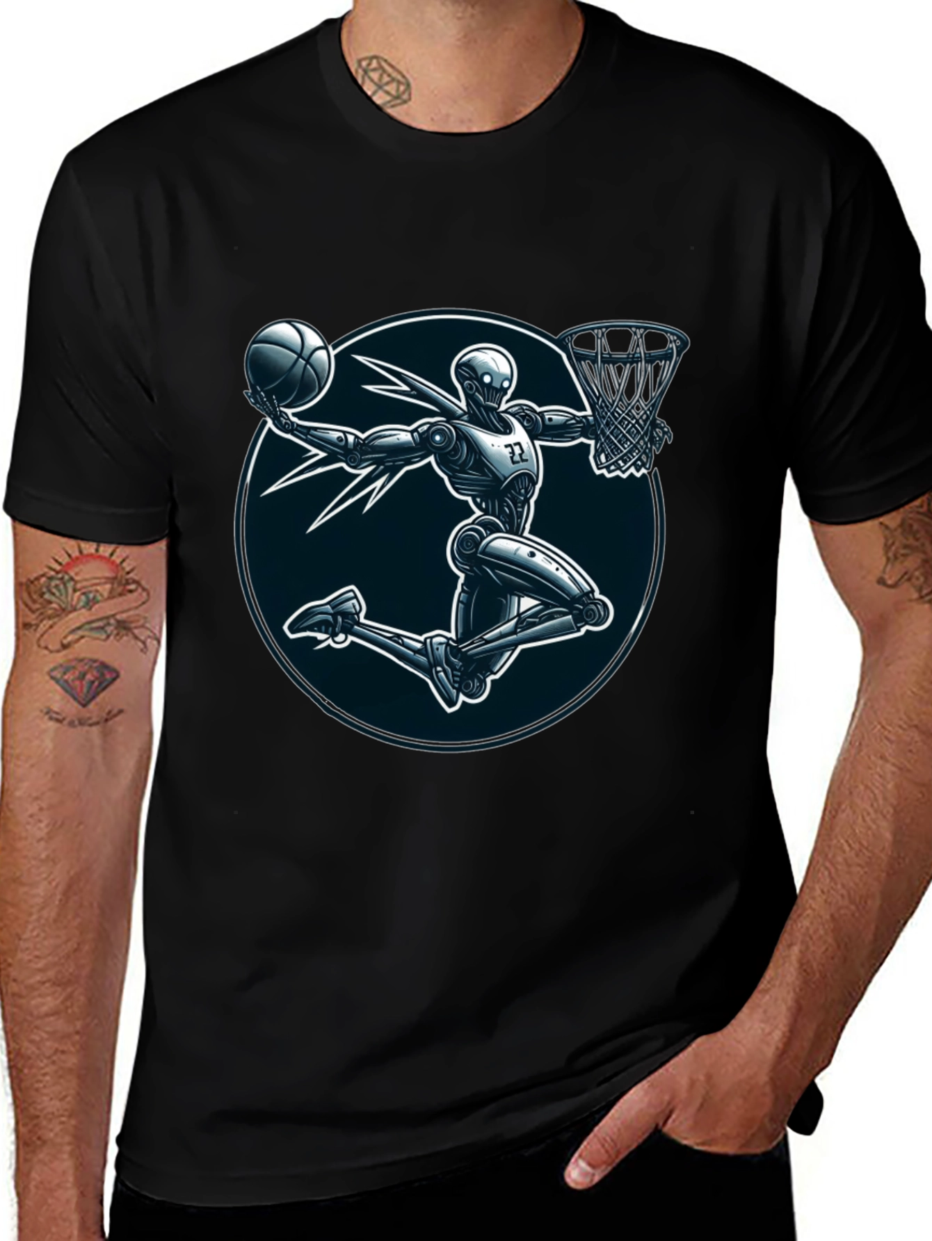 Robot Basketball Player Graphic Tee