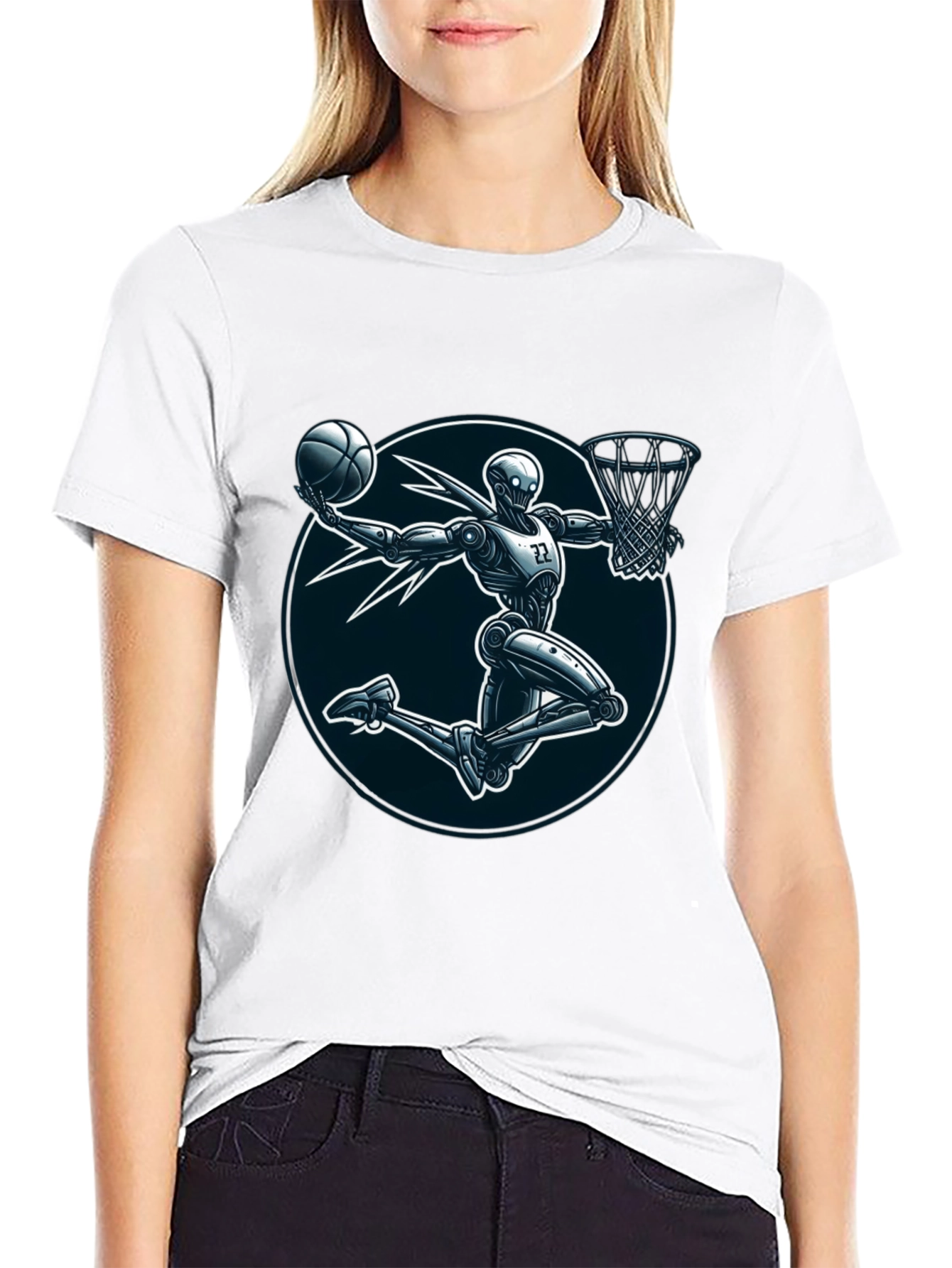 Robot Basketball Player Graphic Tee