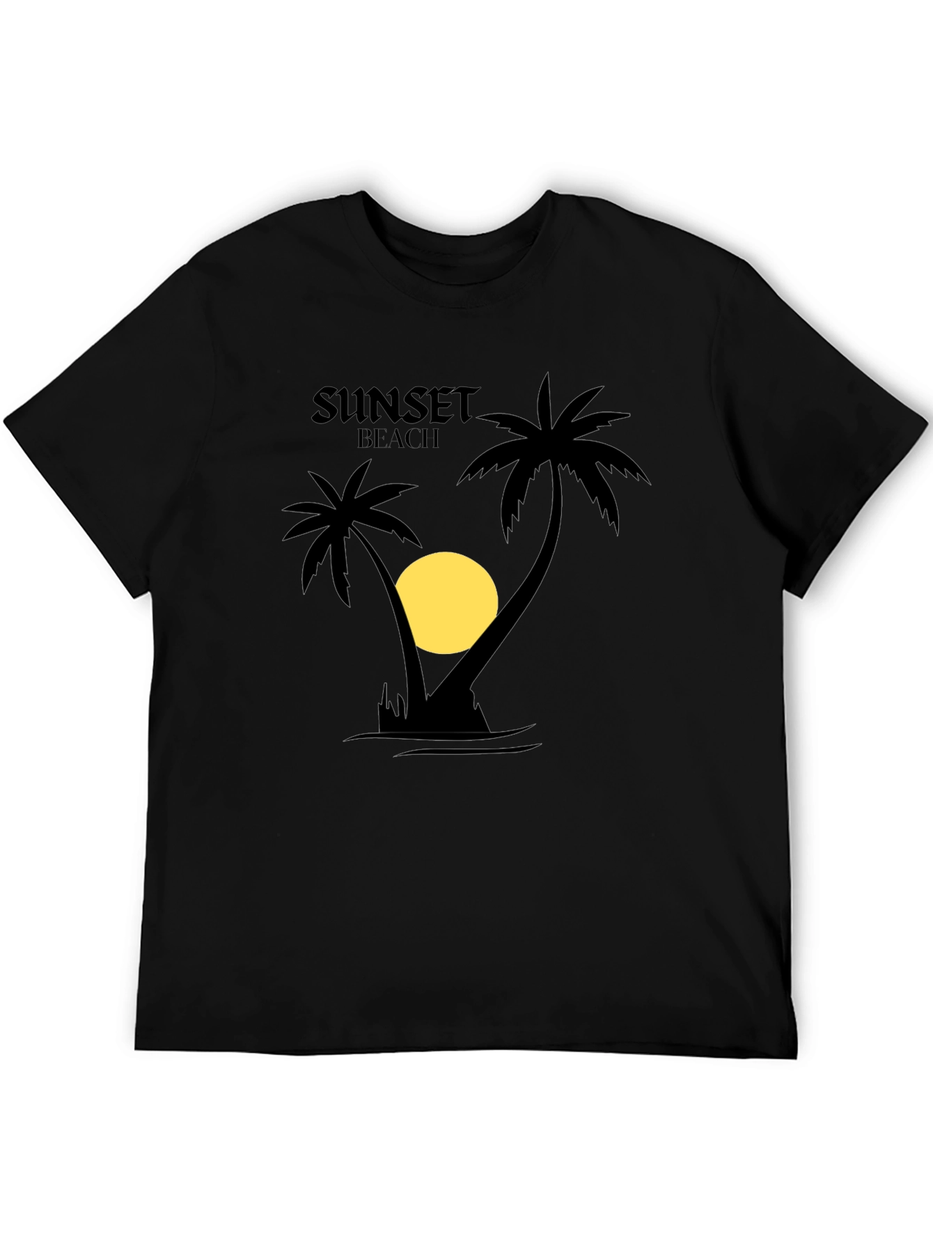 Sunset Beach Graphic T-Shirt - Black