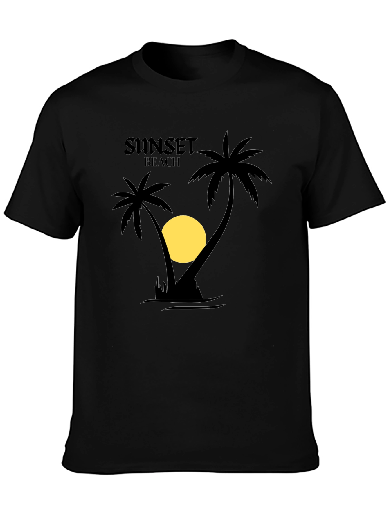 Sunset Beach Graphic T-Shirt - Black