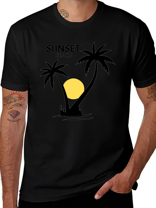 Sunset Beach Graphic T-Shirt - Black