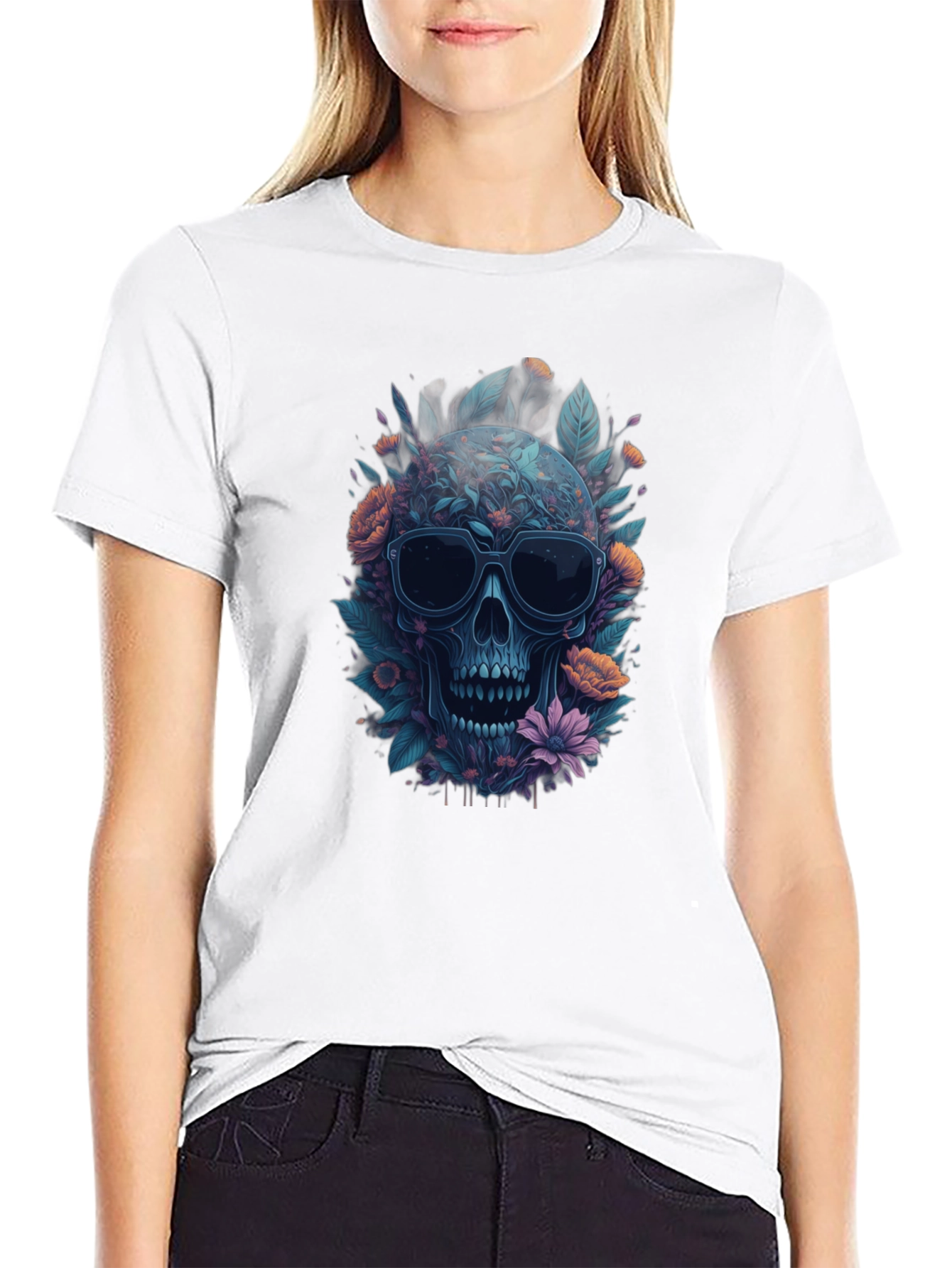 Floral Skull Graphic Tee