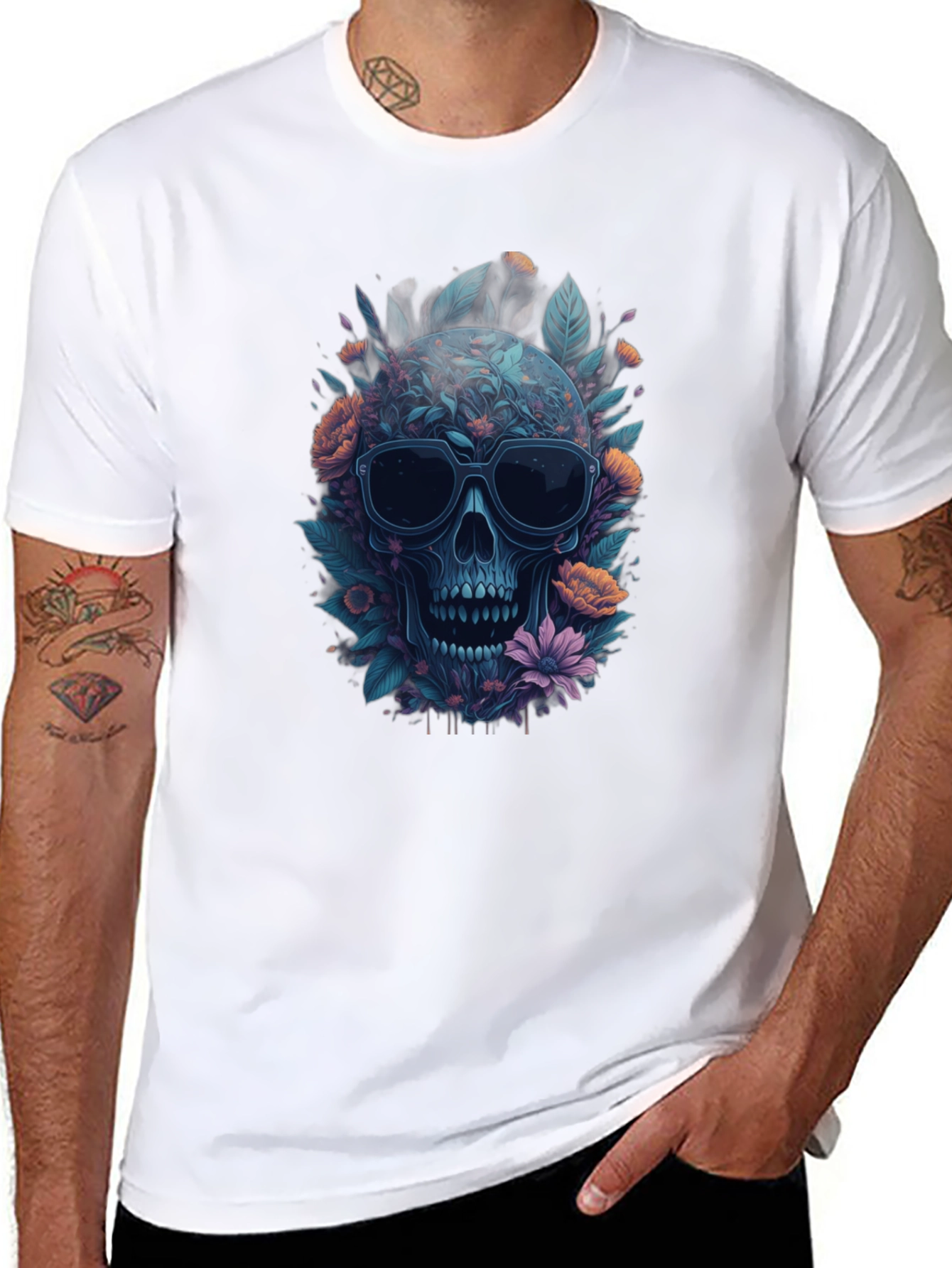 Floral Skull Graphic Tee