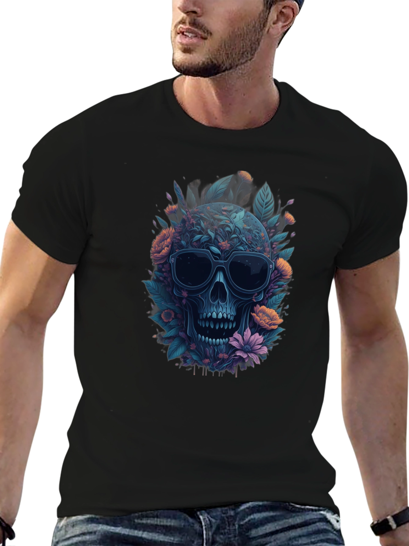 Floral Skull Graphic Tee
