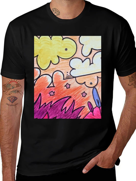 Artistic Graphic T-Shirt - Clouds Plants